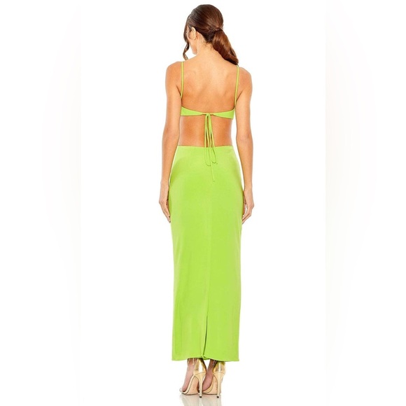 IEENA for Mac Duggal Cutout Strappy Back Column Dress Sz 8 Green Maxi Gown - Picture 3 of 15